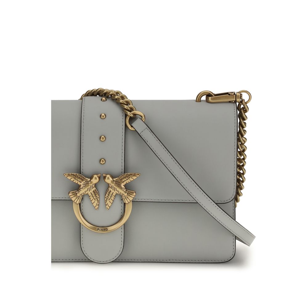 PINKO Gray Calf Leather Bos Taurus Shoulder Bag - Image 4
