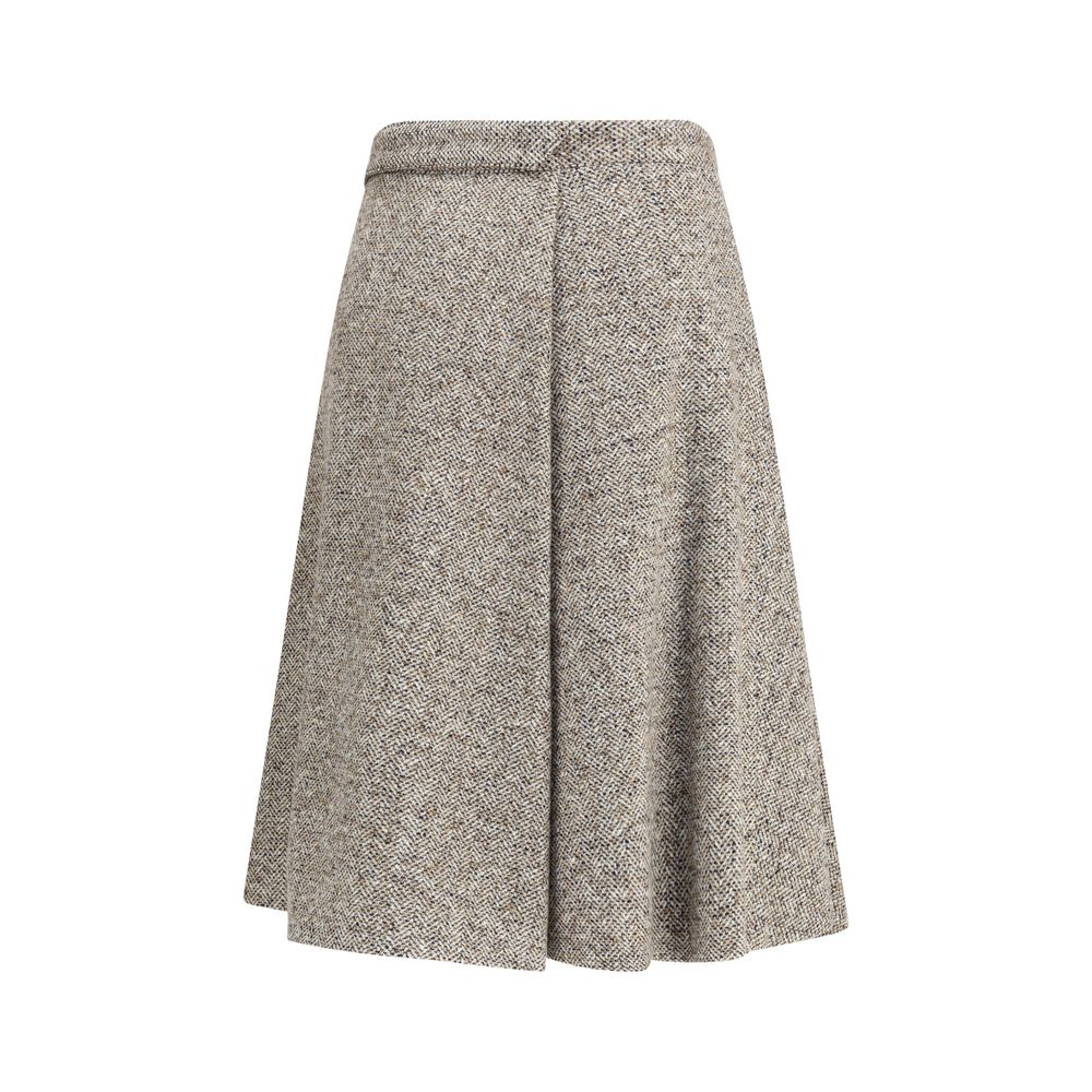 Brunello Cucinelli Brown Fleece Wool Midi Skirt - Image 2