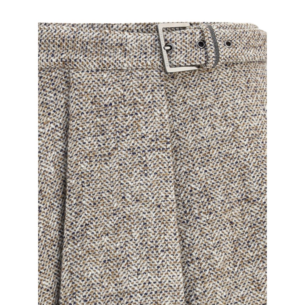 Brunello Cucinelli Brown Fleece Wool Midi Skirt - Image 3