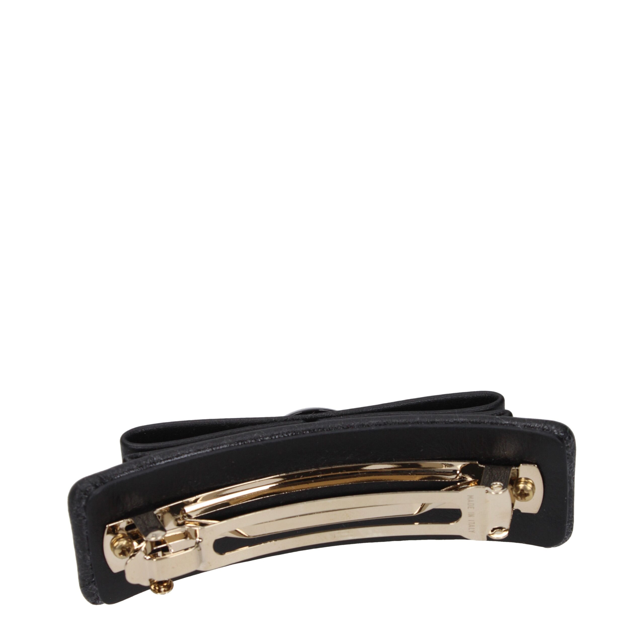 Salvatore Ferragamo Black Leather Hair Clip - Image 2