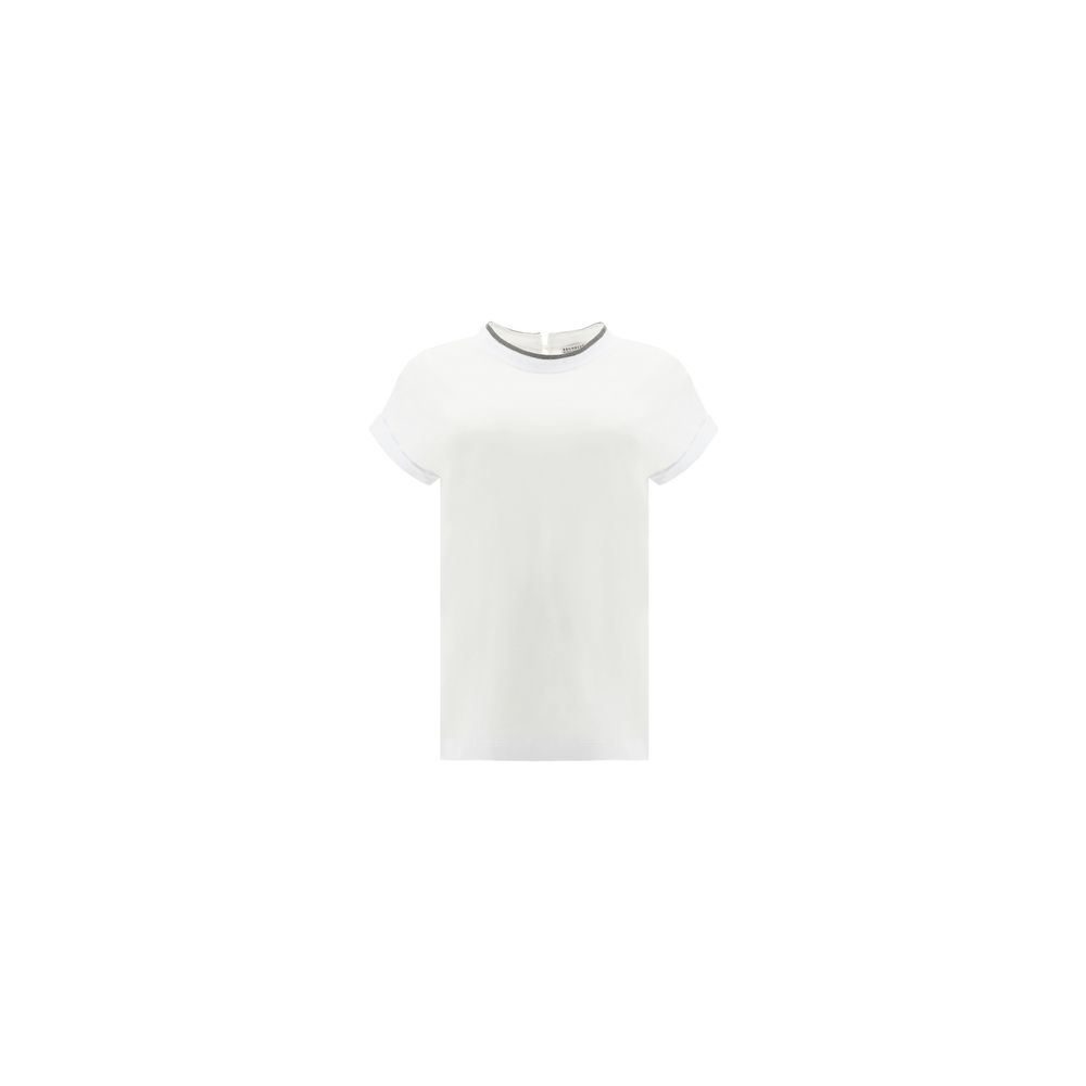Brunello Cucinelli White Elastane T-Shirt - Image 2