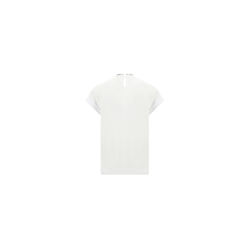 Brunello Cucinelli White Elastane T-Shirt - Image 4