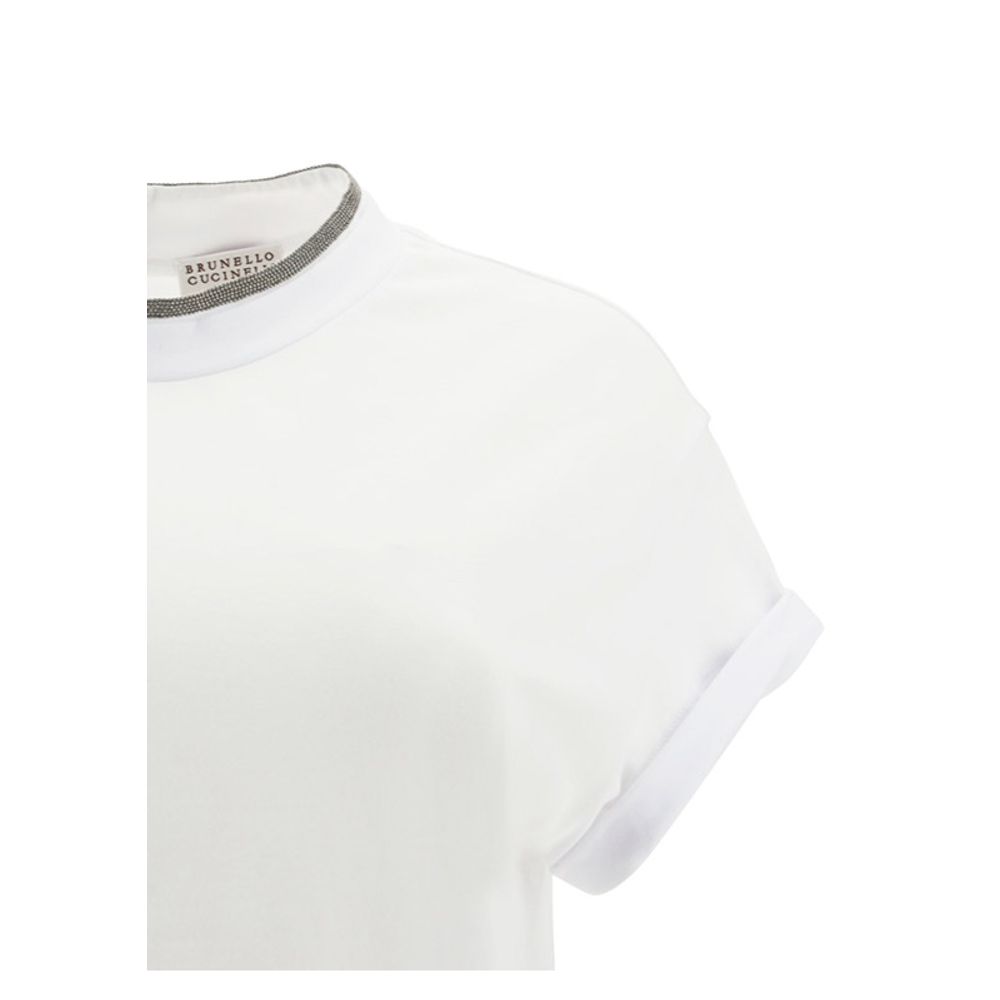Brunello Cucinelli White Elastane T-Shirt - Image 5