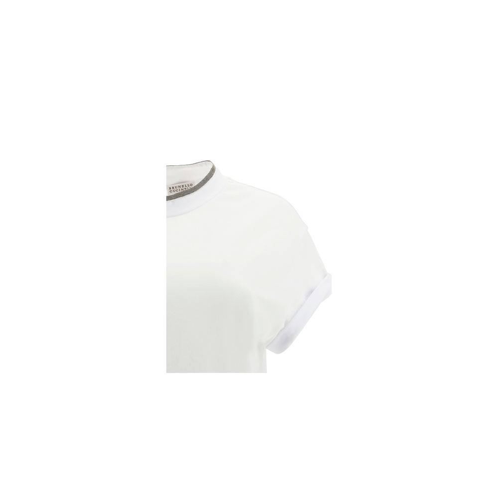 Brunello Cucinelli White Elastane T-Shirt - Image 6