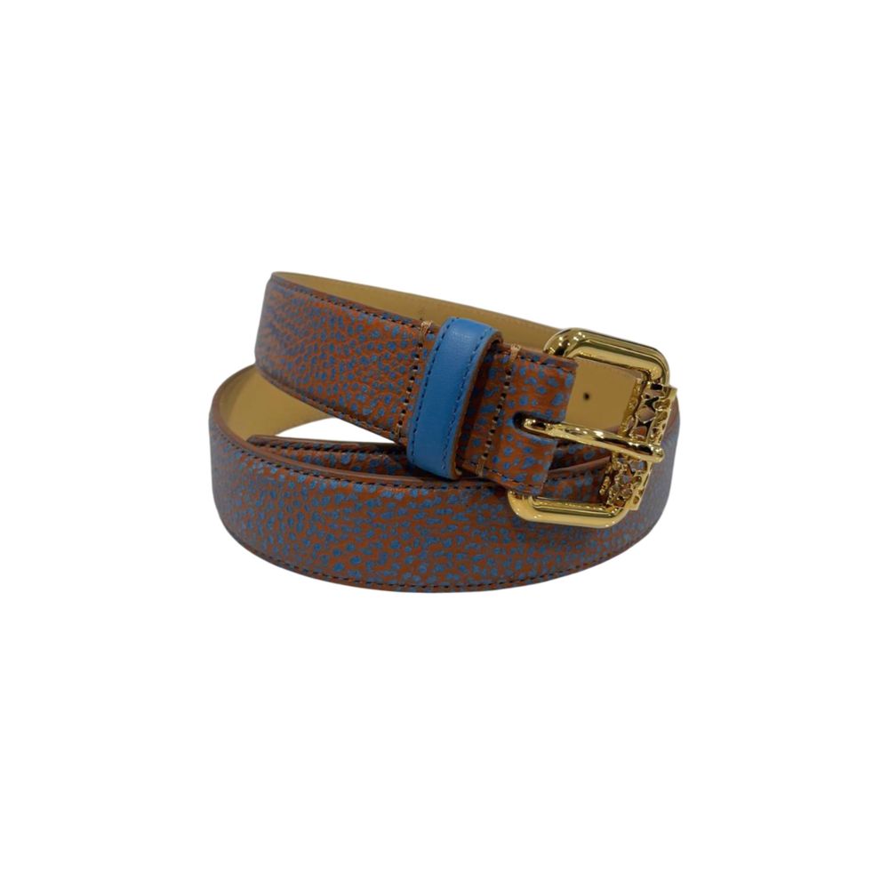 Borbonese Brown Leather Women Belt with Gold Buckle