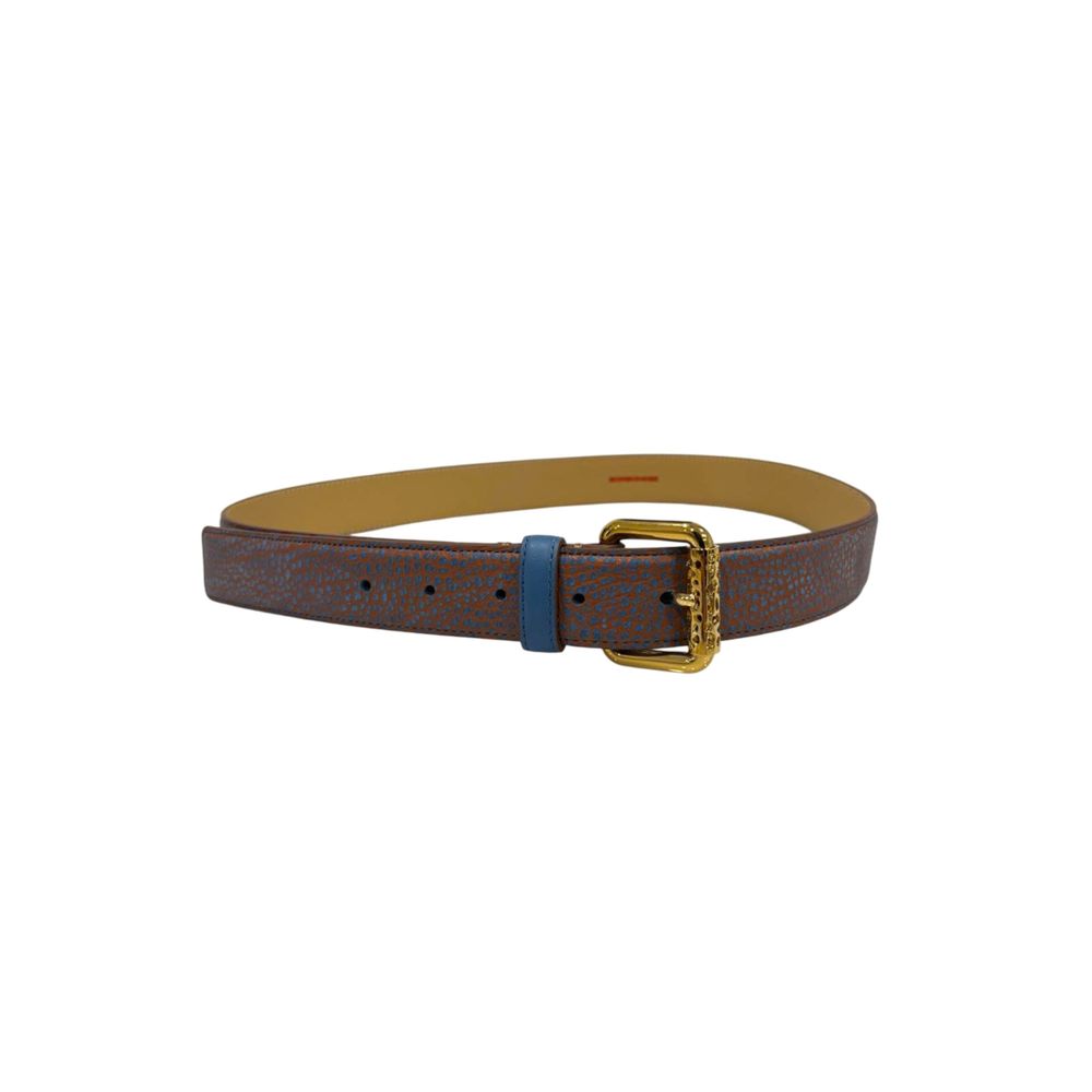 Borbonese Brown Leather Women Belt with Gold Buckle - Image 2