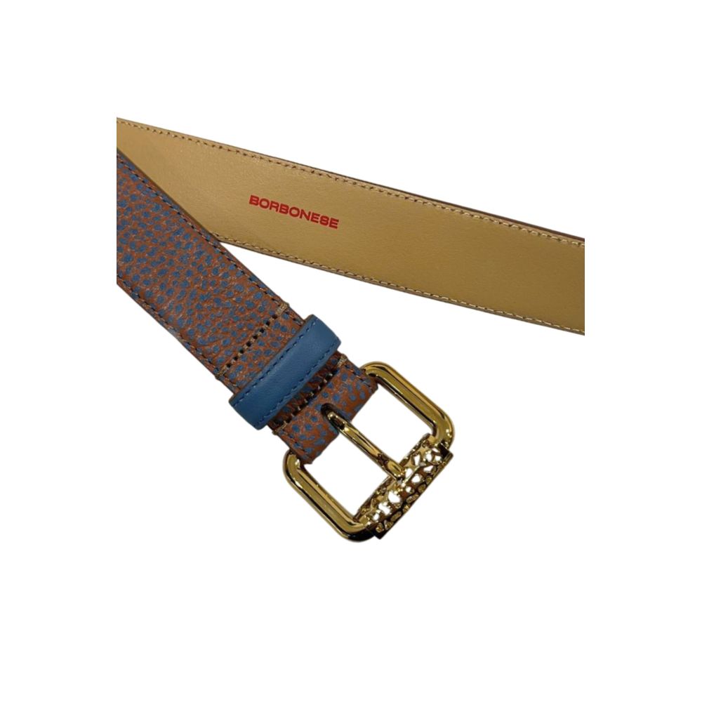 Borbonese Brown Leather Women Belt with Gold Buckle - Image 4