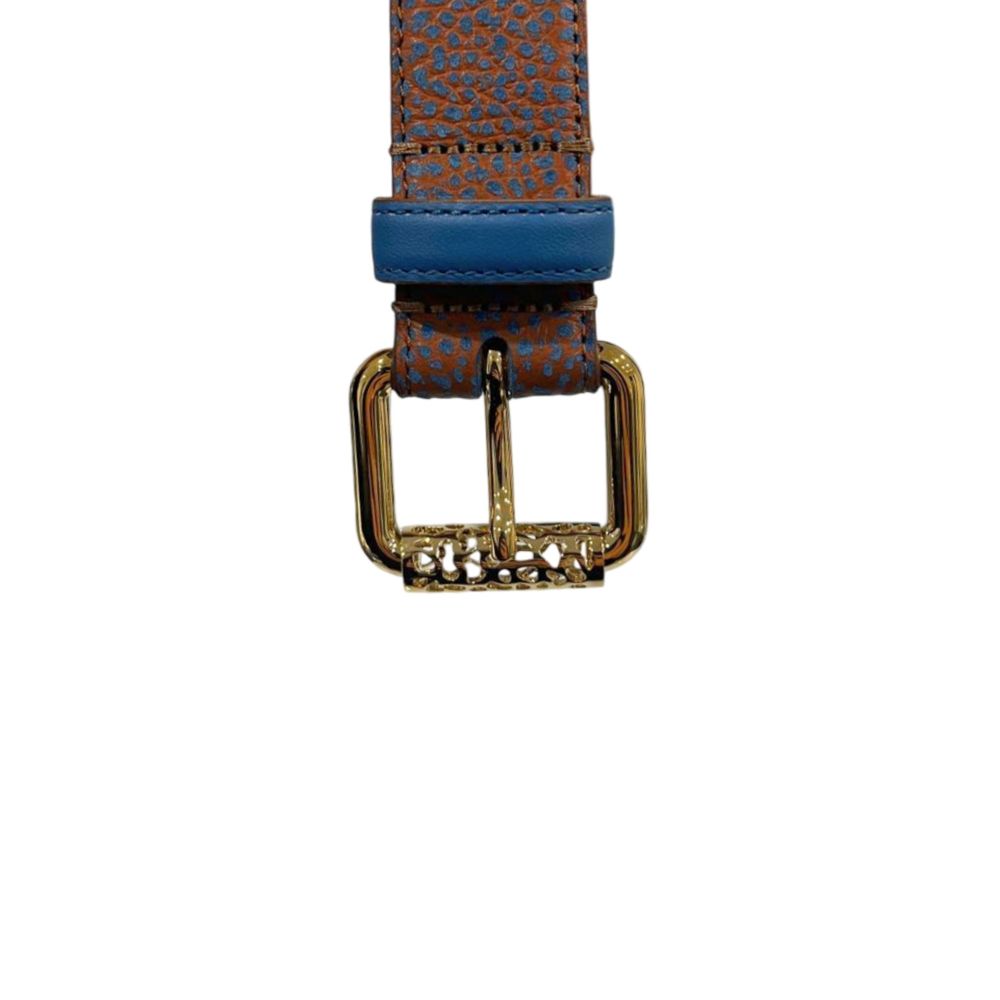 Borbonese Brown Leather Women Belt with Gold Buckle - Image 5