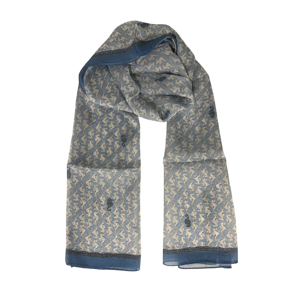 Borbonese Blue Silk Women Scarf - Image 2