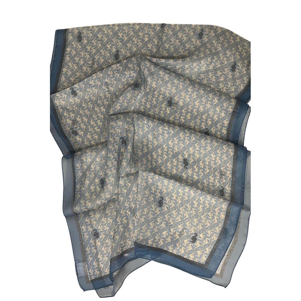 Borbonese Blue Silk Women Scarf - Image 3