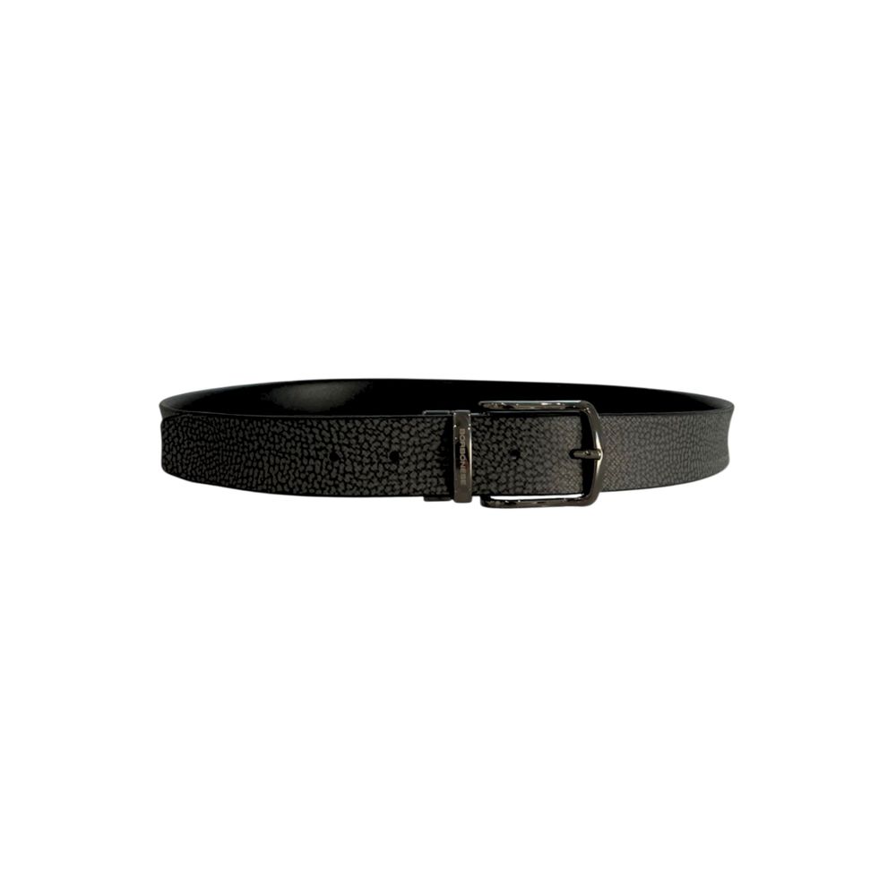 Borbonese Black Polyvinyl Men's Belt with Leather Trimming - Image 2