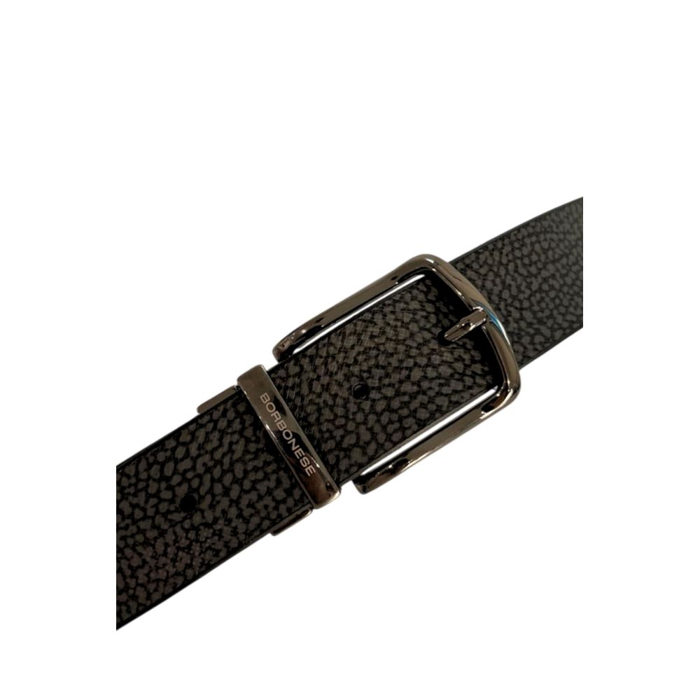 Borbonese Black Polyvinyl Men's Belt with Leather Trimming - Image 4