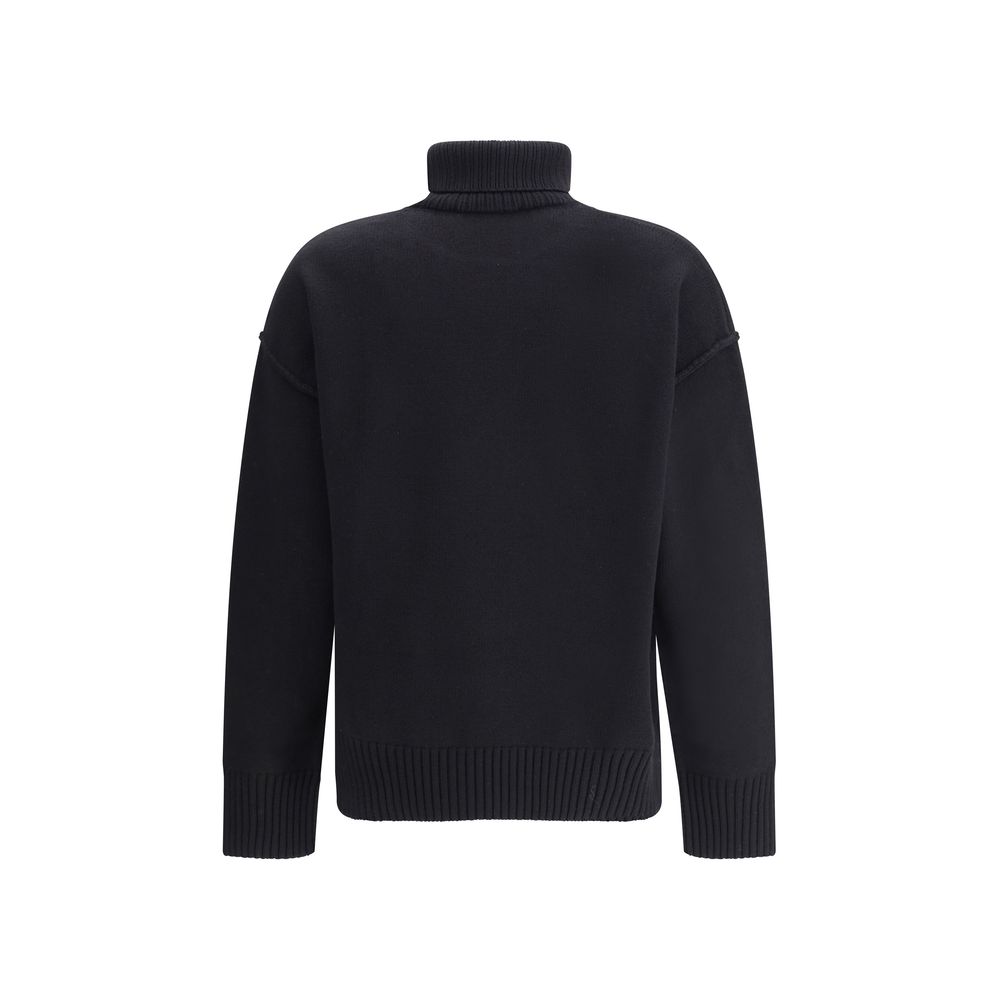 Ami Paris Black Fleece Wool Turtleneck - Image 2