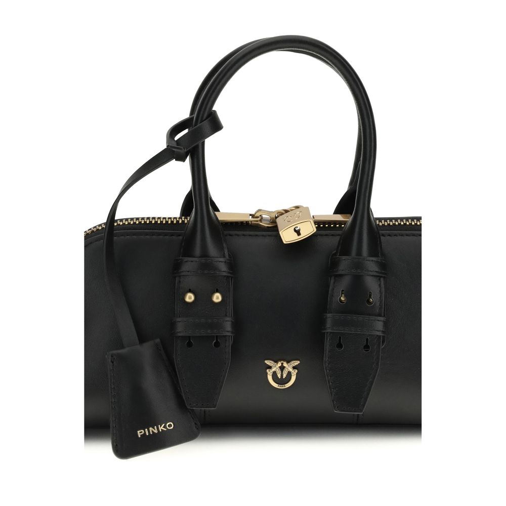 PINKO Black Calf Leather Bos Taurus Shoulder Bag - Image 4