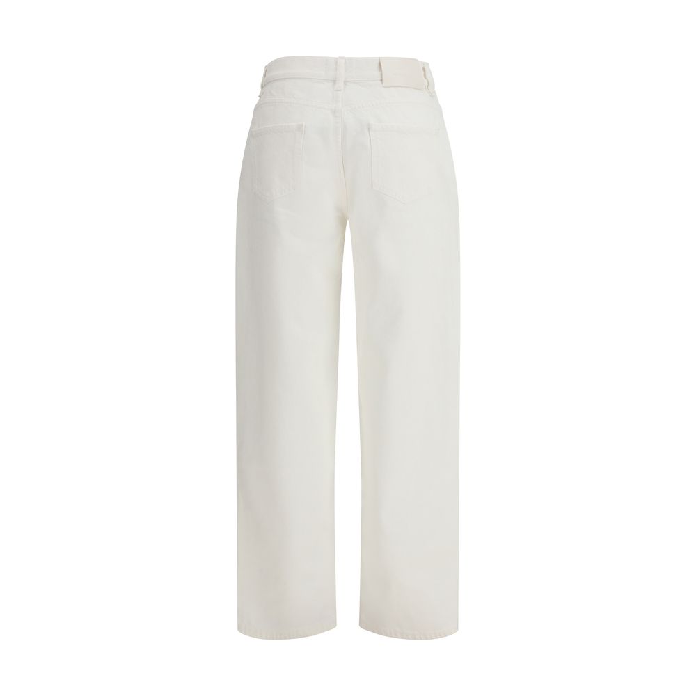 Loulou De Saison Cream Cotton Straight-Leg Jeans - Image 2