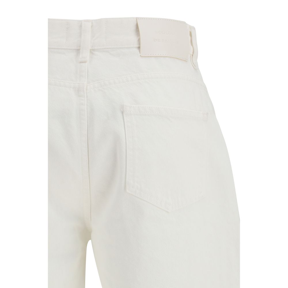 Loulou De Saison Cream Cotton Straight-Leg Jeans - Image 3