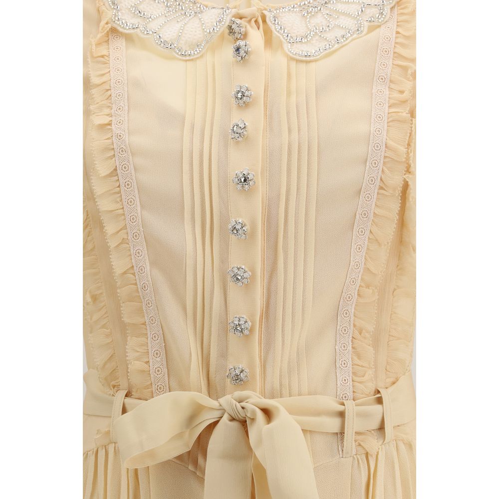 Self-Portrait Cream Viscose Casual Dress - Image 3