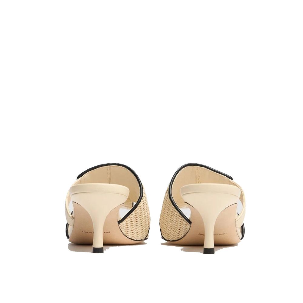 Manolo Blahnik Beige Leather Platform Sandals - Image 3