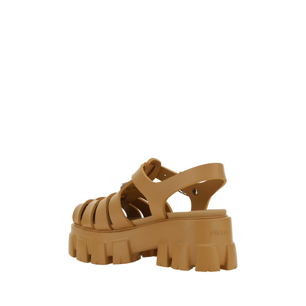 Prada Brown Acetate Platform Sandals - Image 3