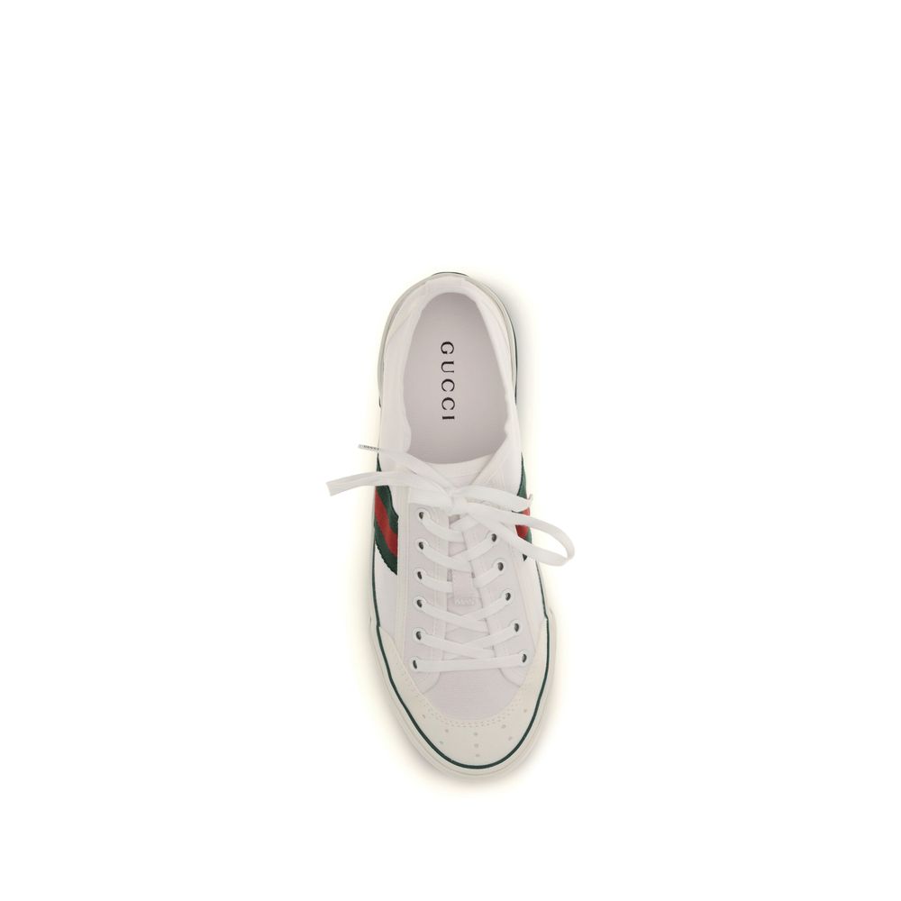 Gucci White Cotton Low Top Sneakers - Image 4