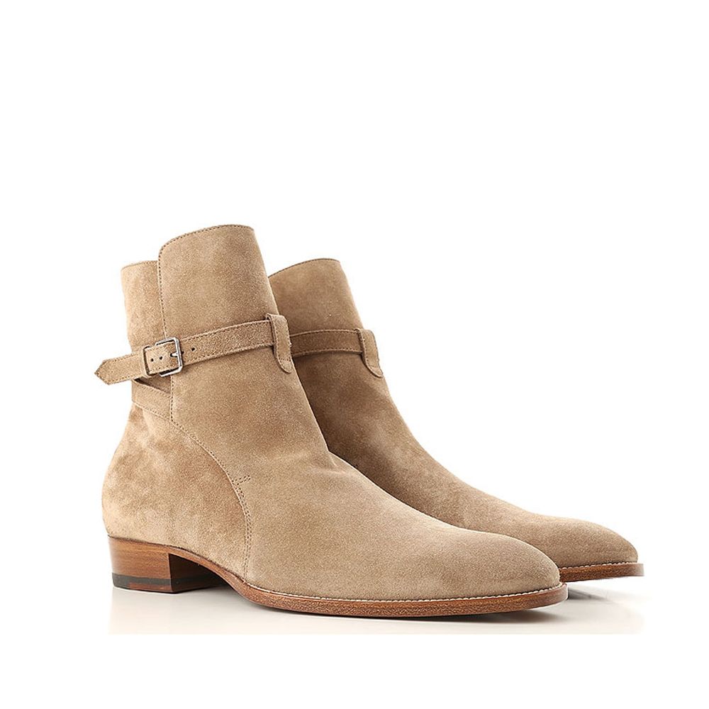 Saint Laurent Beige Calfskin Ankle Boots - Image 2