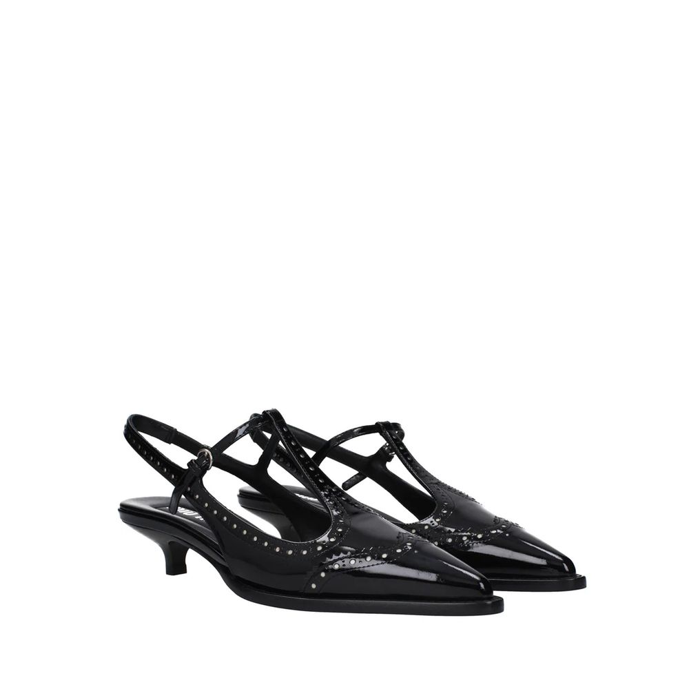 Miu Miu Black Calfskin Mid Heel Pumps - Image 2