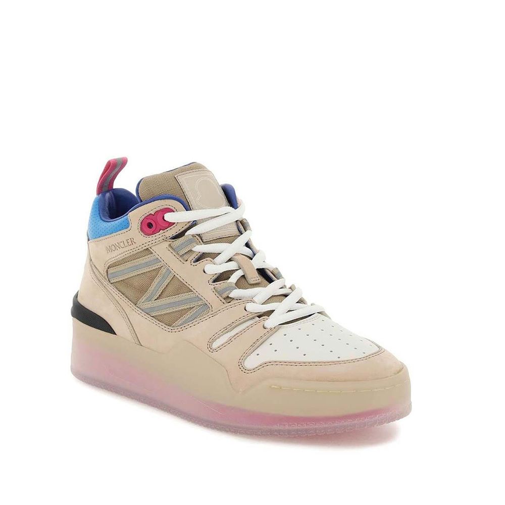 Moncler Beige Leather Athletic Sneakers - Image 2