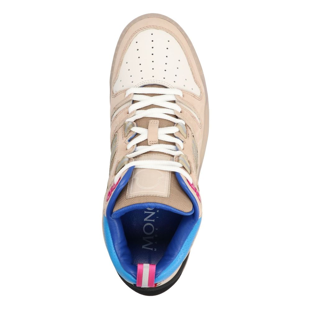 Moncler Beige Leather Athletic Sneakers - Image 4