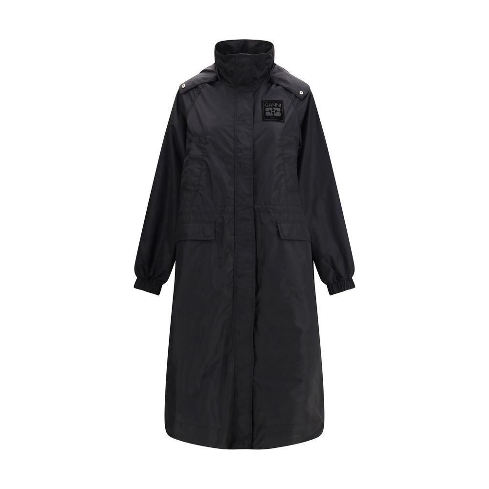 Ganni Black Nylon Coat