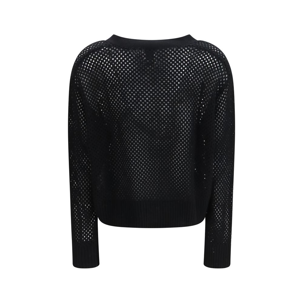 Allude Black Fleece Wool Cardigan - Image 2