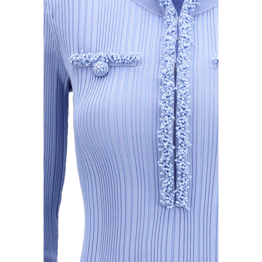 Self-Portrait Light Blue Viscose Casual Dress - Image 3