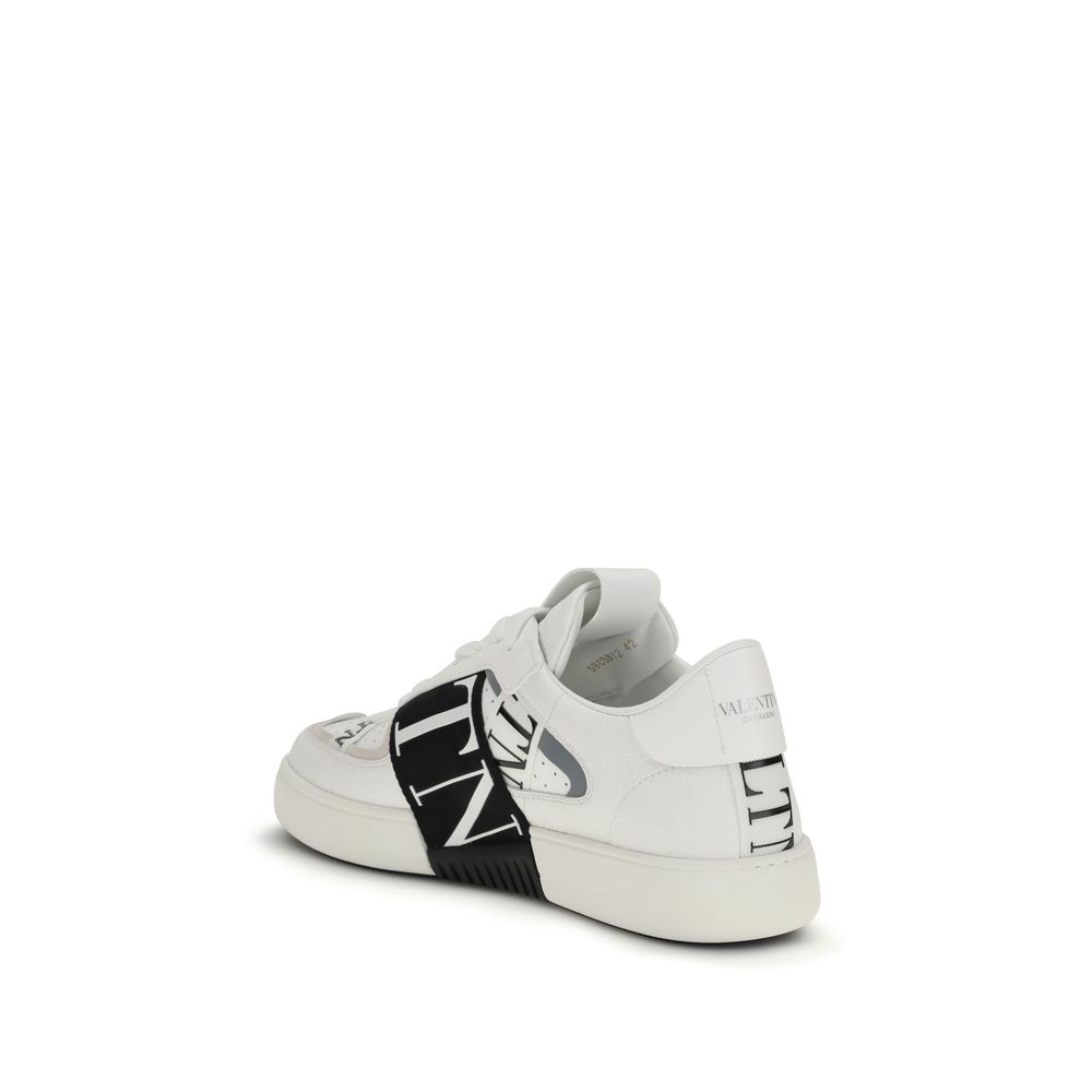Valentino Garavani White Calf Leather Bos Taurus Low Top Sneakers - Image 3