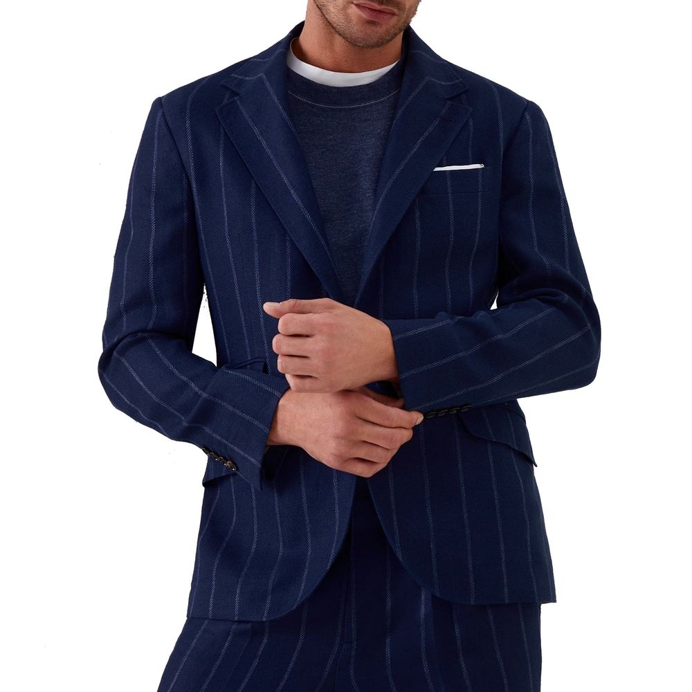 Brunello Cucinelli Blue Virgin Wool Blazer - Image 2