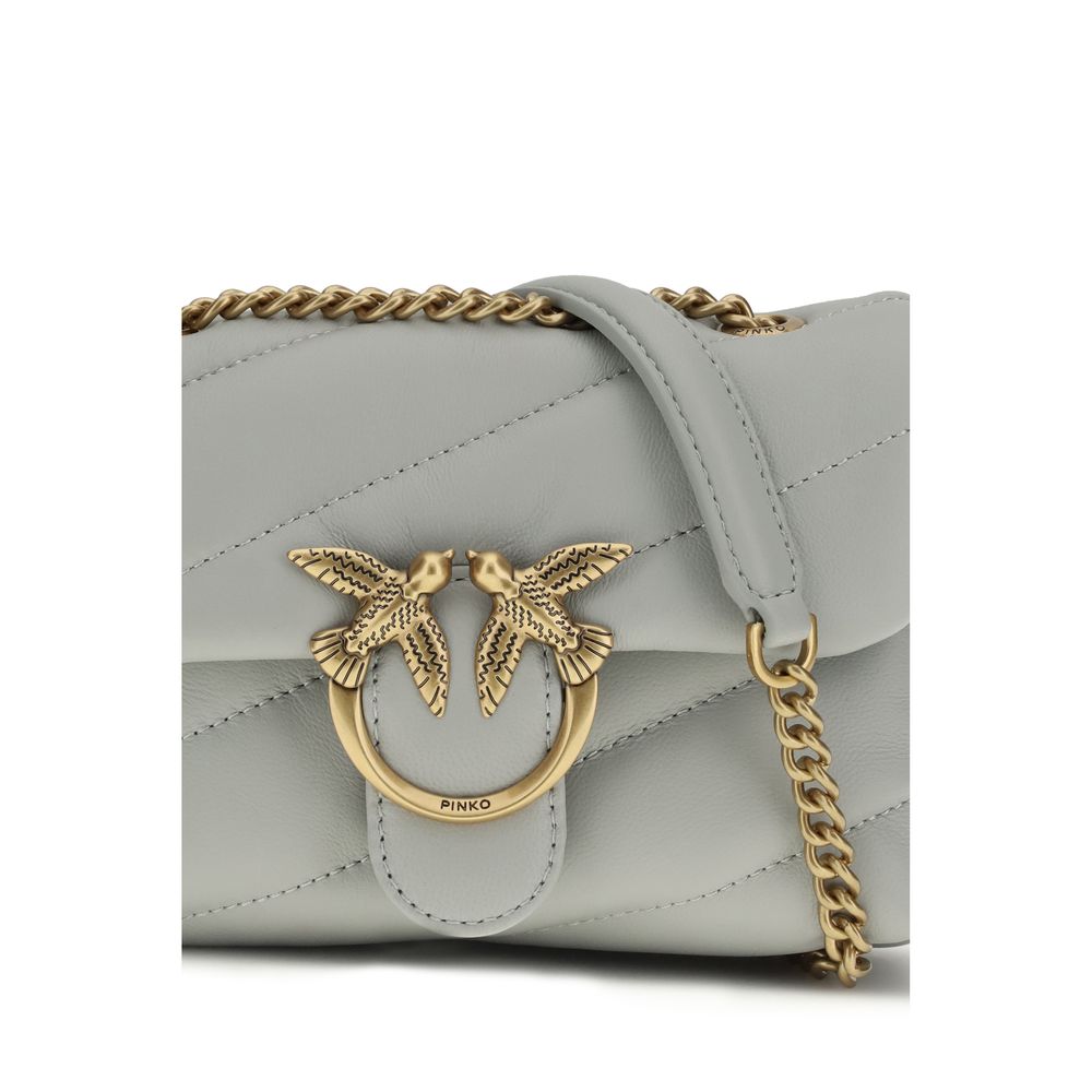 PINKO Gray Calf Leather Bos Taurus Shoulder Bag - Image 4