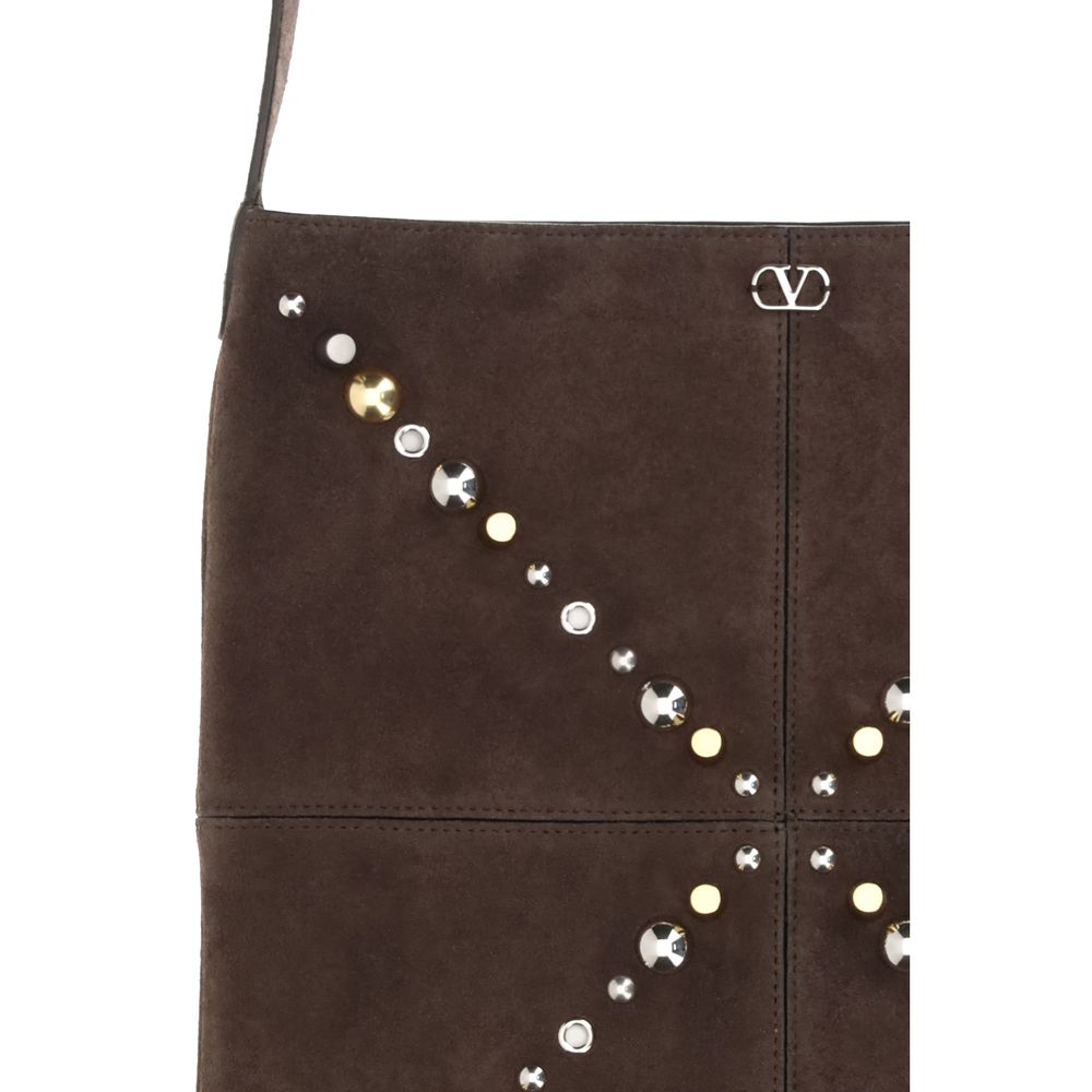 Valentino Garavani Brown Suede Leather Shoulder Bag - Image 3