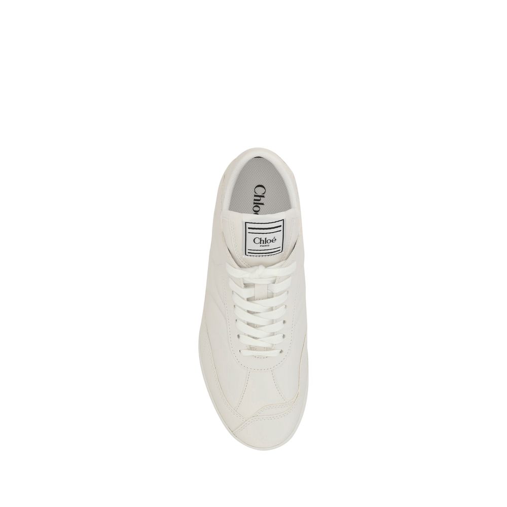 Chloé White Calf Leather Bos Taurus Low Top Sneakers - Image 4