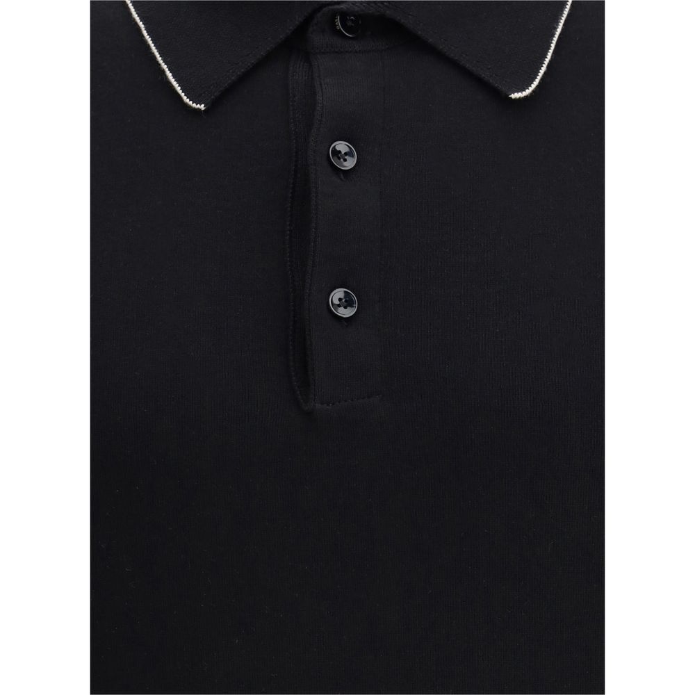 Svevo Black Cotton Polo Shirt - Image 3