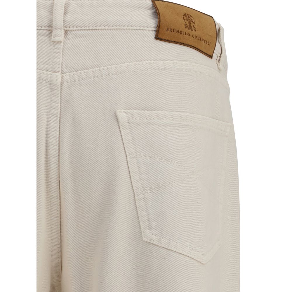Brunello Cucinelli Cream Cotton Jeans Denim - Image 4