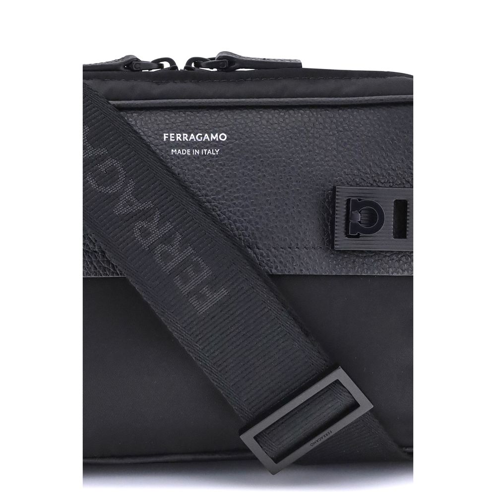 Ferragamo Black Calf Leather Bos Taurus Shoulder Bag - Image 4