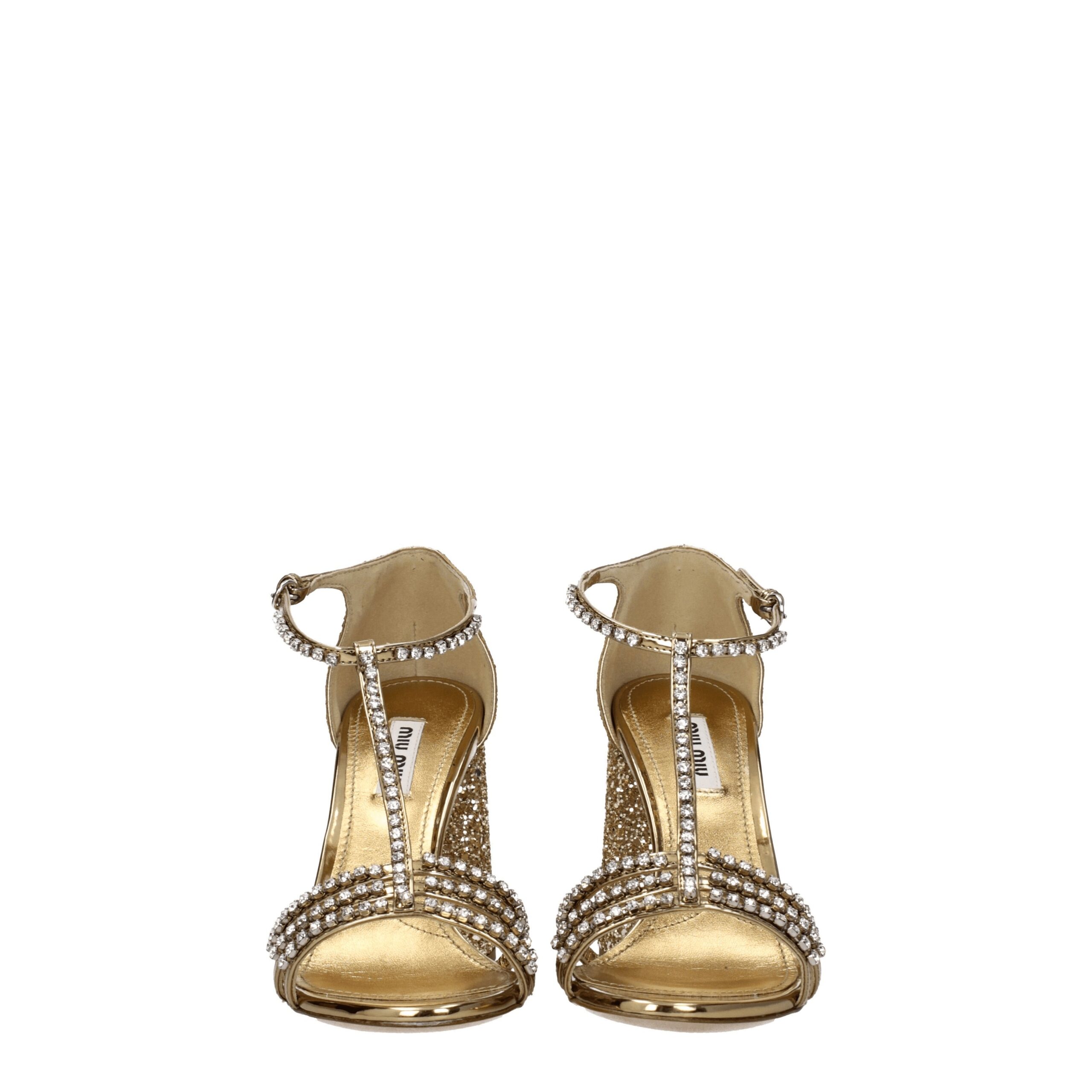 Miu Miu Gold Plastic Platform Sandals - Image 3