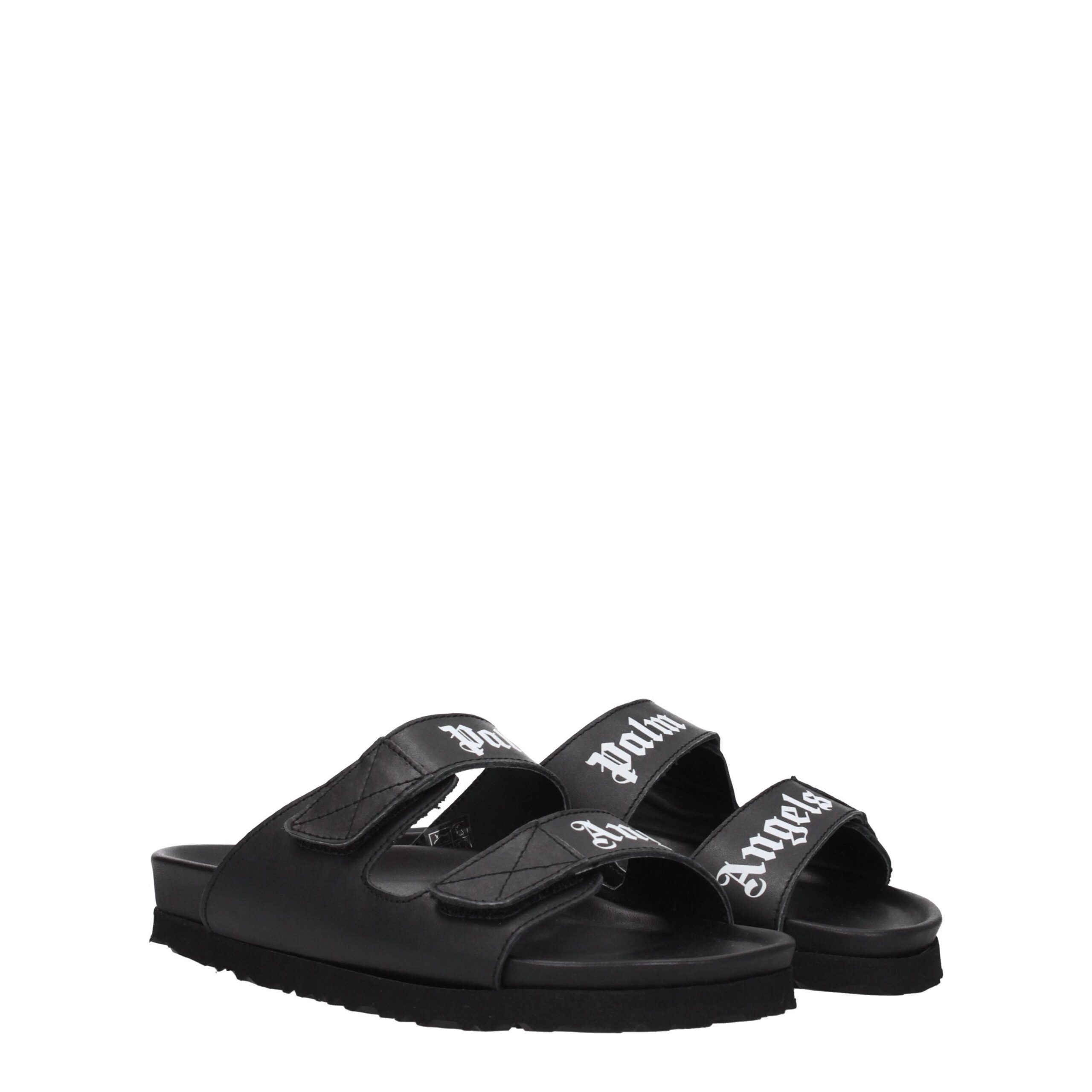 Palm Angels Black Leather Flat Sandals - Image 2