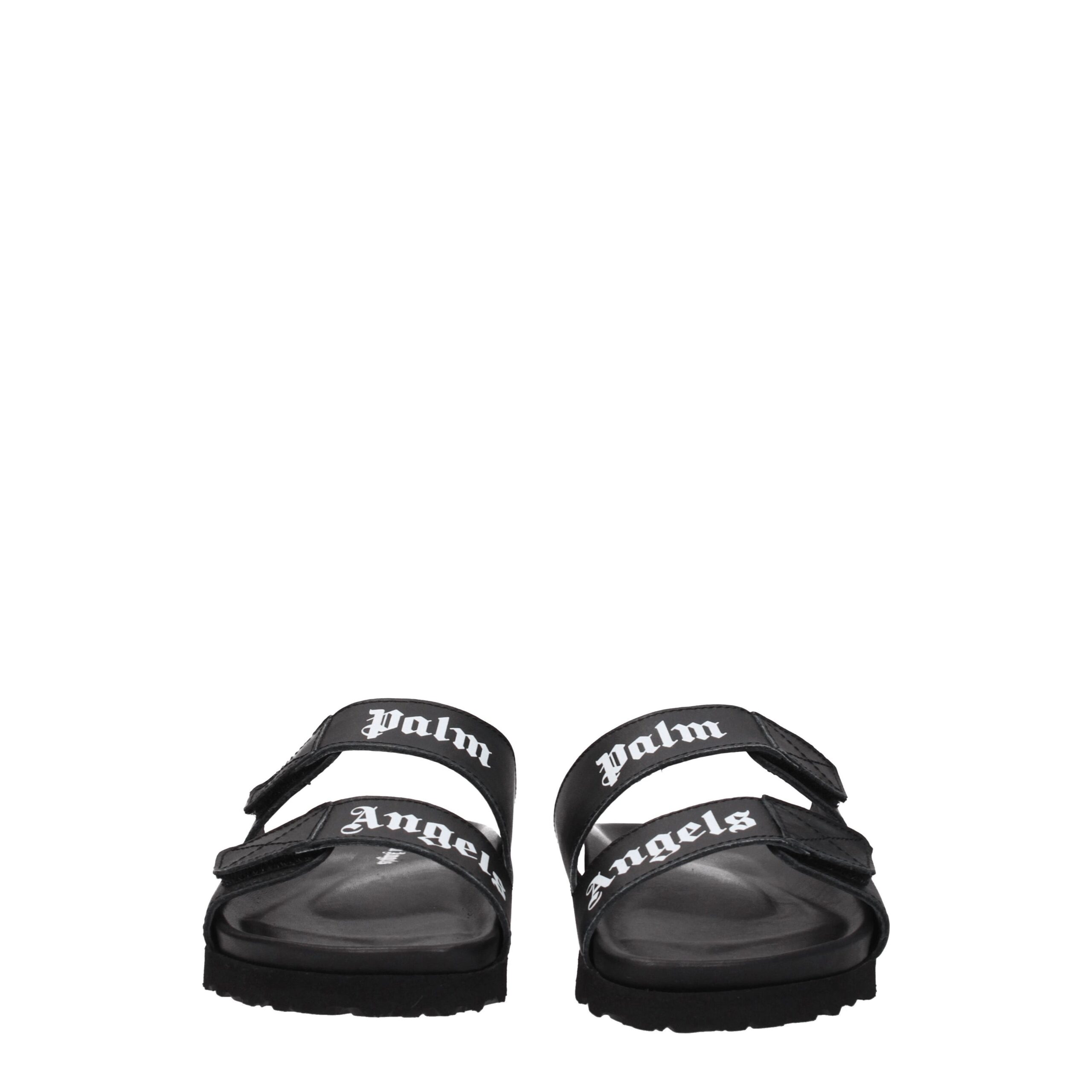 Palm Angels Black Leather Flat Sandals - Image 3