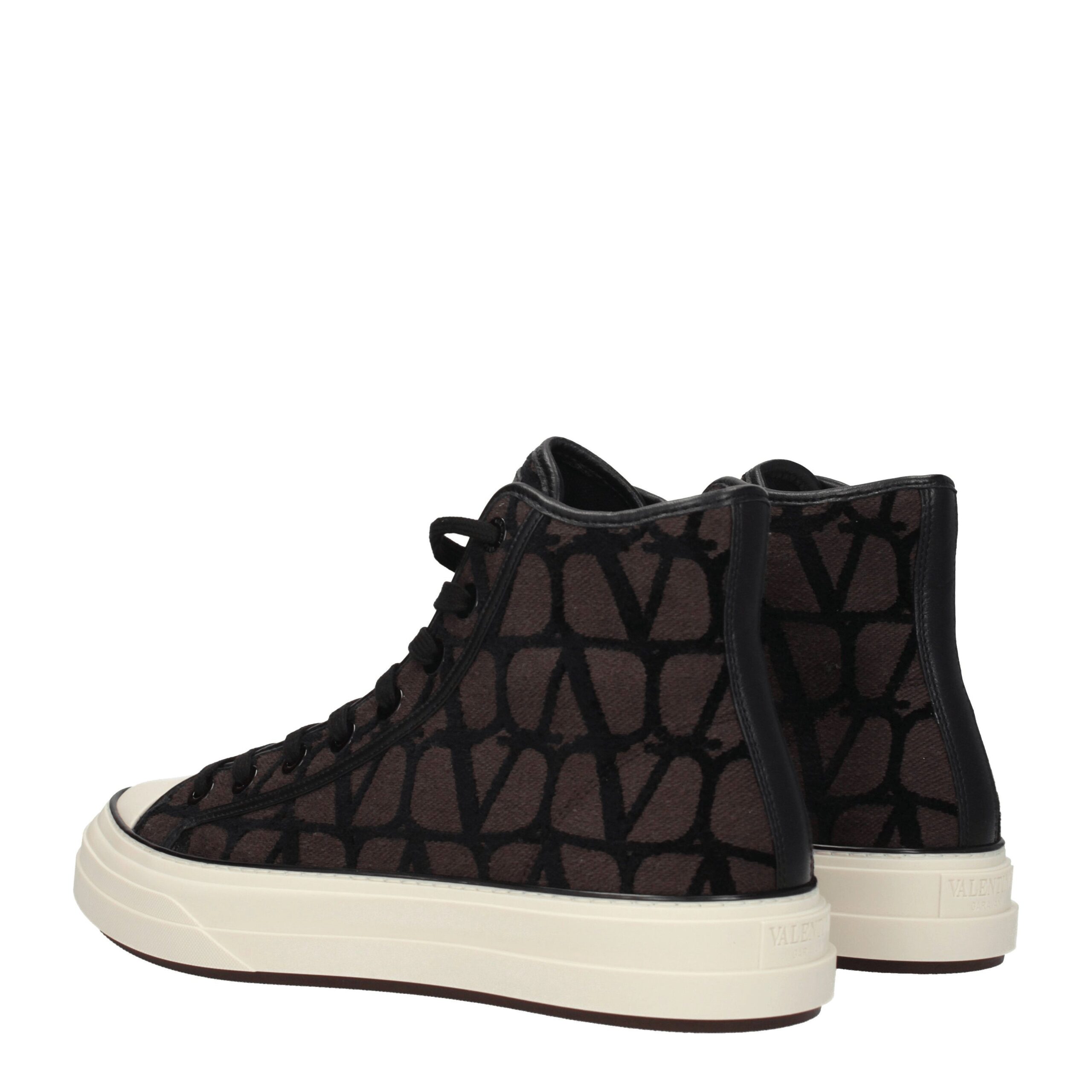 Valentino Garavani Brown Fabric High Top Sneakers - Image 4