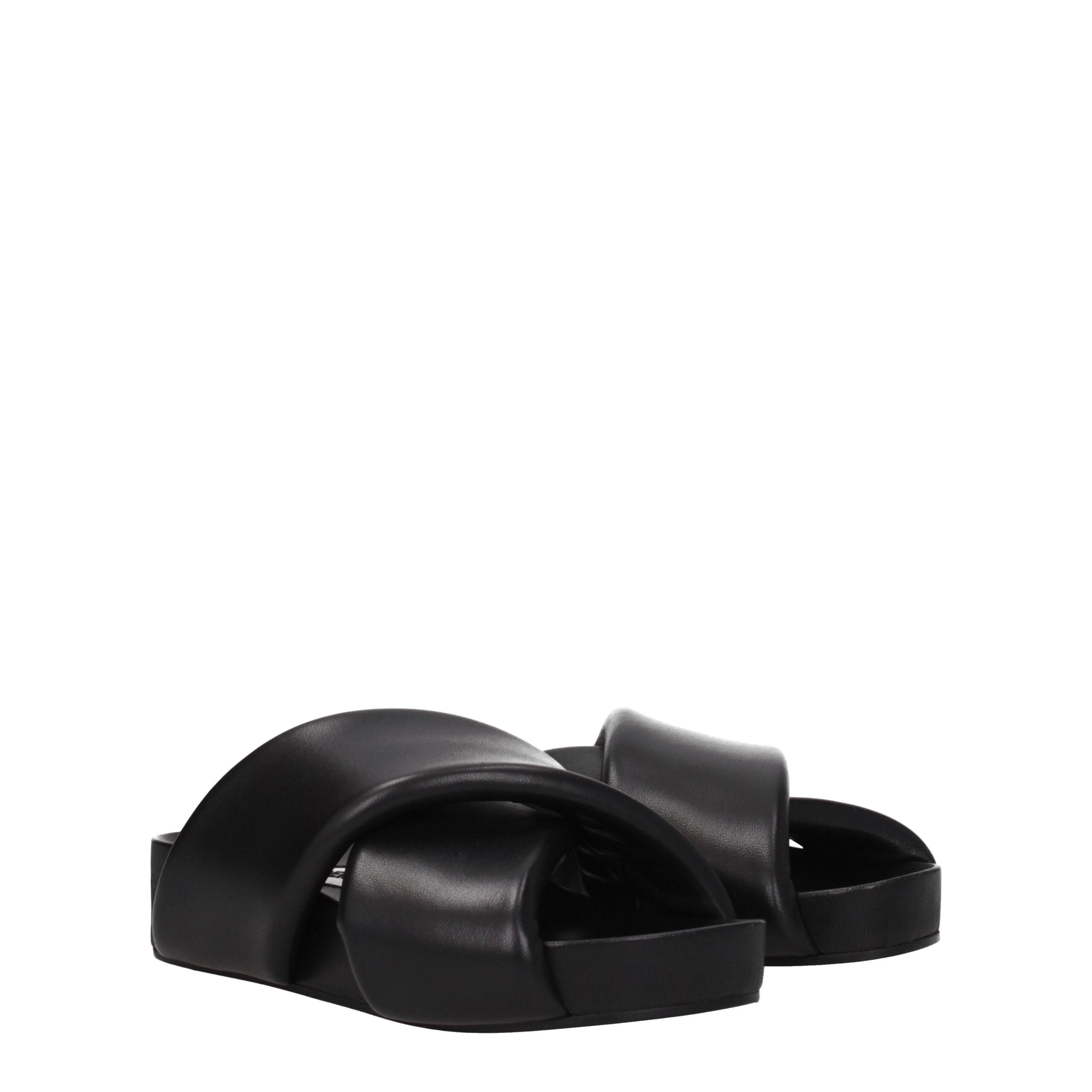 Jil Sander Black Leather Slippers - Image 2