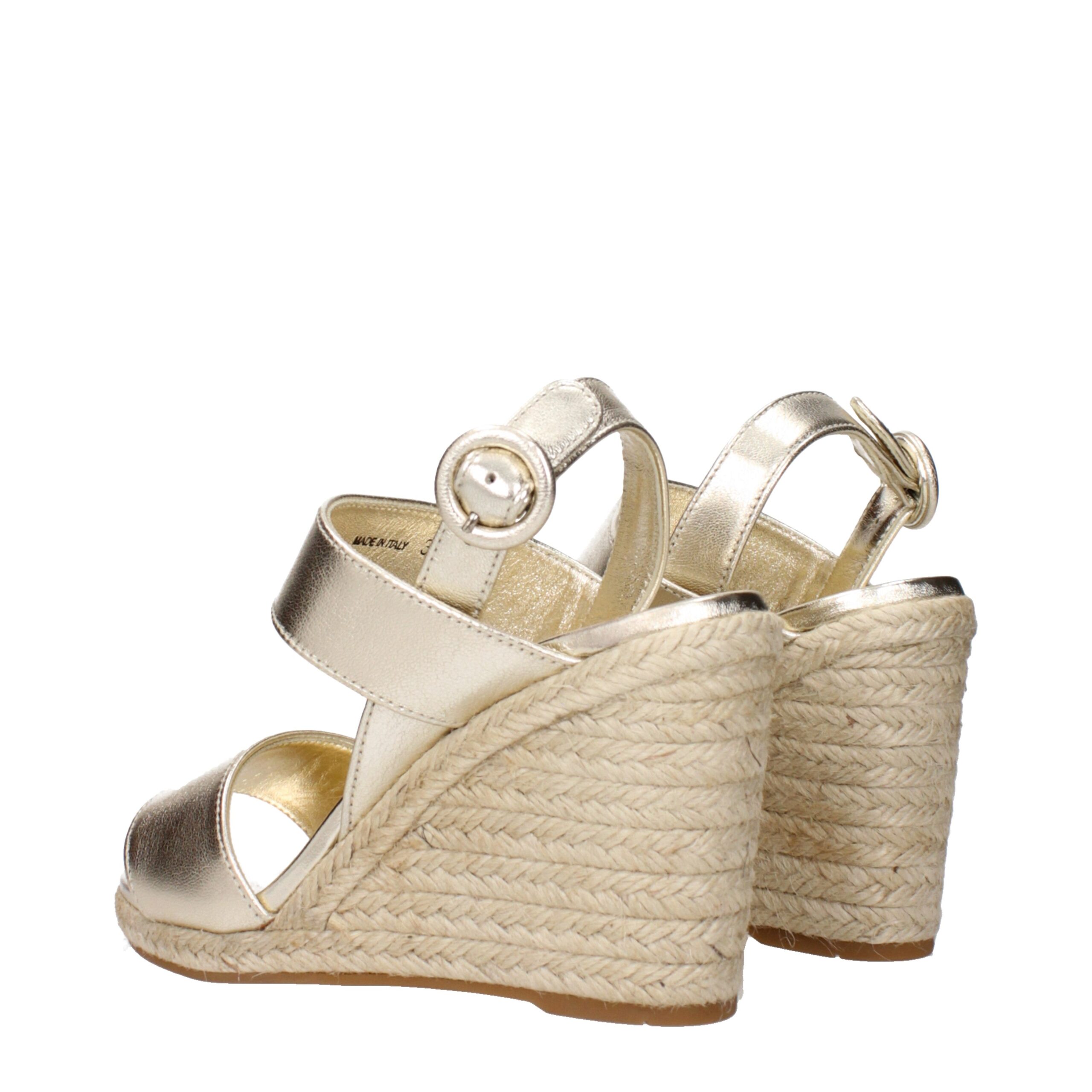 Prada Gold Leather Wedge Sandals - Image 4