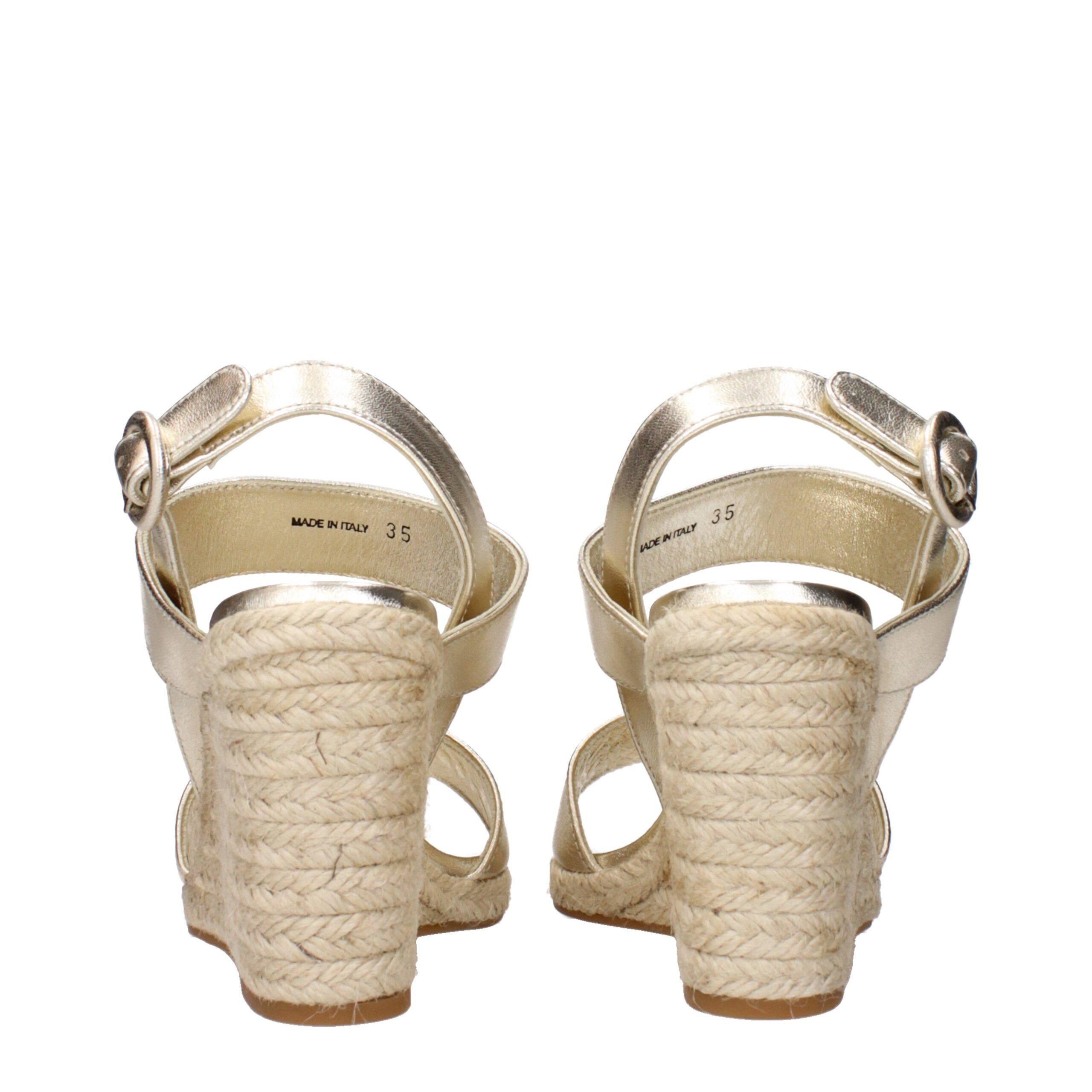 Prada Gold Leather Wedge Sandals - Image 5