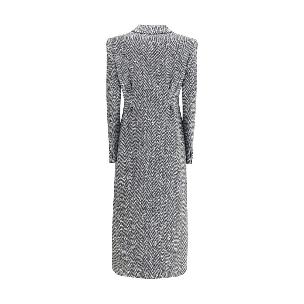 Alessandra Rich Gray Fleece Wool Coat - Image 2