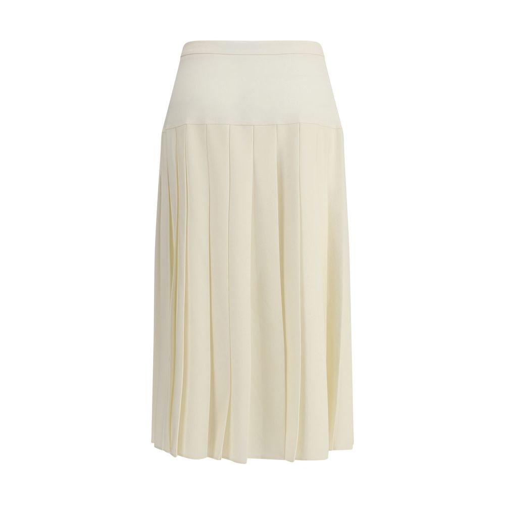 Alessandra Rich White Fleece Wool Midi Skirt - Image 2