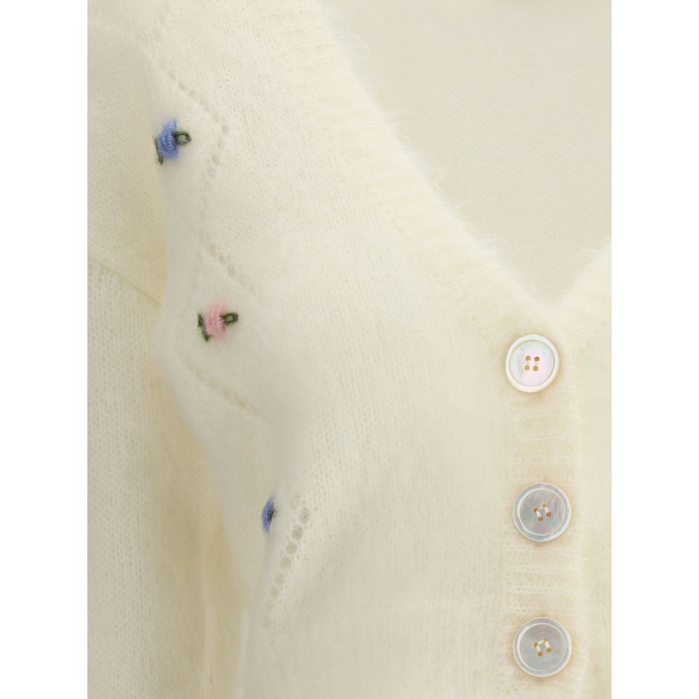 Alessandra Rich White Mohair Cardigan - Image 3