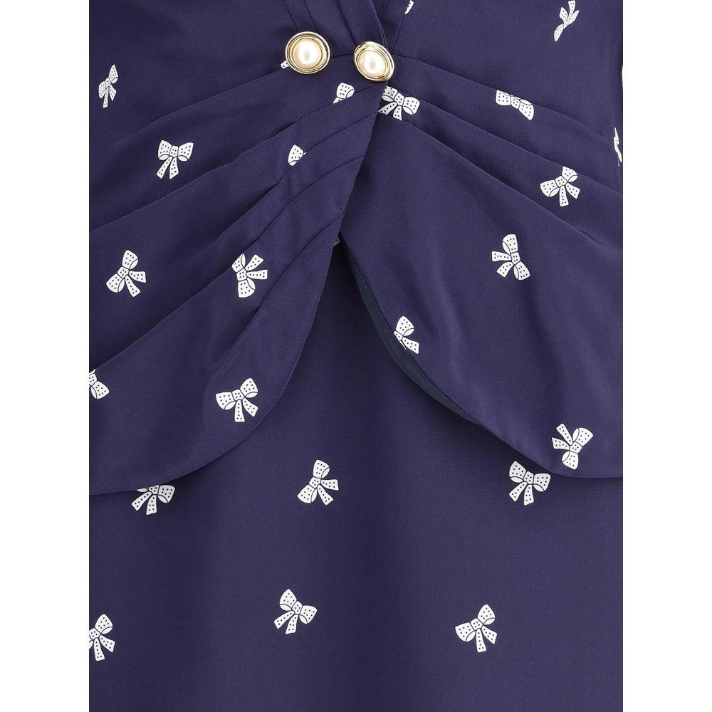 Alessandra Rich Blue Silk Casual Dress - Image 3